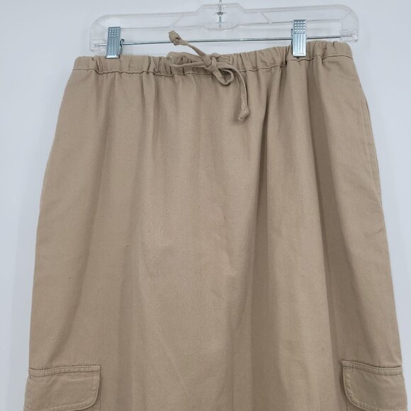 Sag Harbor Women's 100%‎ Cotton Maxi Cargo Skirt Size small Elastic Waist Khaki - Picture 3 of 8
